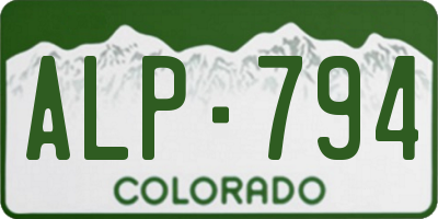 CO license plate ALP794