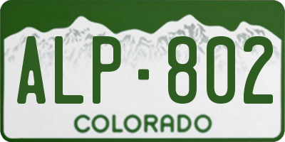 CO license plate ALP802