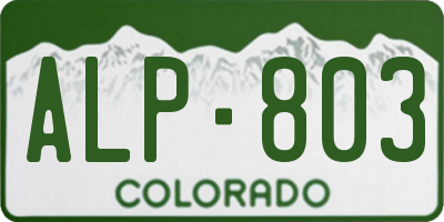 CO license plate ALP803