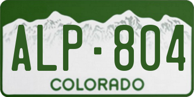 CO license plate ALP804