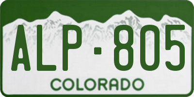 CO license plate ALP805