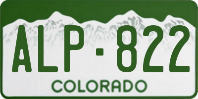 CO license plate ALP822