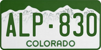 CO license plate ALP830