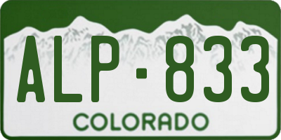 CO license plate ALP833