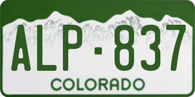CO license plate ALP837