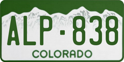CO license plate ALP838