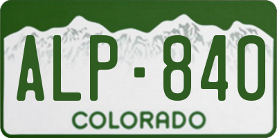 CO license plate ALP840