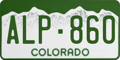 CO license plate ALP860