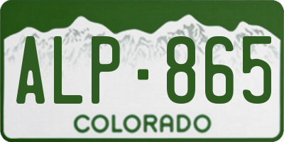 CO license plate ALP865