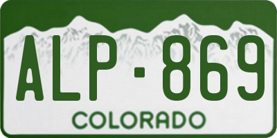 CO license plate ALP869