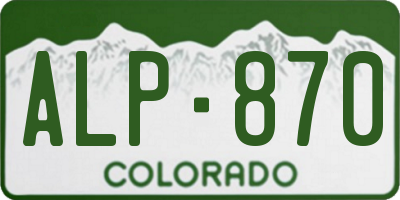 CO license plate ALP870