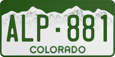 CO license plate ALP881