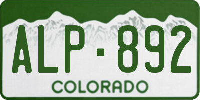 CO license plate ALP892