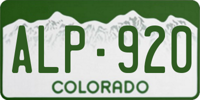 CO license plate ALP920