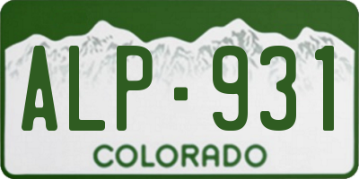 CO license plate ALP931