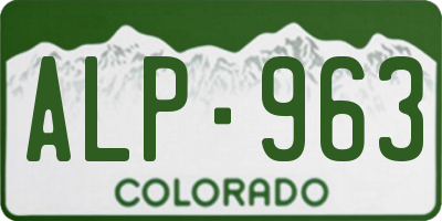 CO license plate ALP963