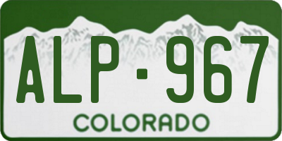 CO license plate ALP967