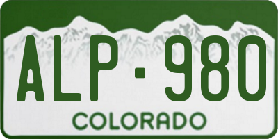CO license plate ALP980