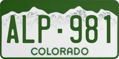 CO license plate ALP981