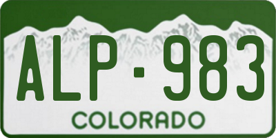 CO license plate ALP983