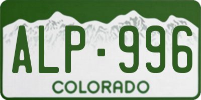 CO license plate ALP996