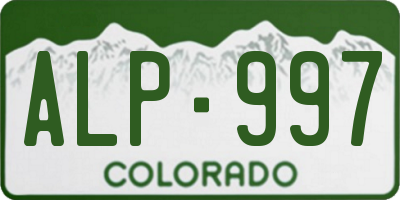 CO license plate ALP997