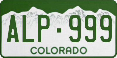 CO license plate ALP999