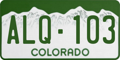 CO license plate ALQ103