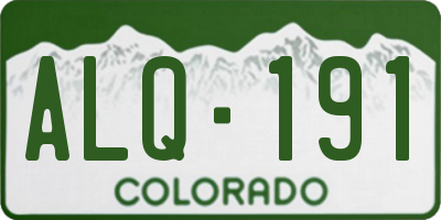 CO license plate ALQ191
