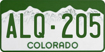 CO license plate ALQ205