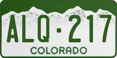 CO license plate ALQ217