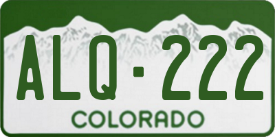 CO license plate ALQ222