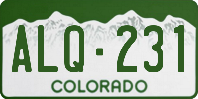 CO license plate ALQ231