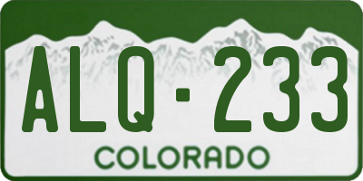 CO license plate ALQ233