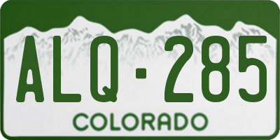 CO license plate ALQ285