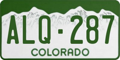 CO license plate ALQ287