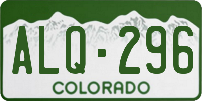 CO license plate ALQ296
