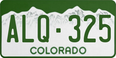 CO license plate ALQ325