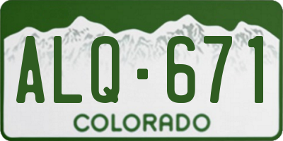 CO license plate ALQ671