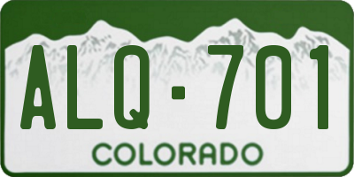 CO license plate ALQ701