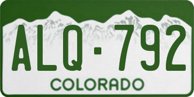 CO license plate ALQ792