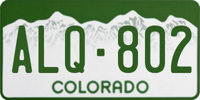 CO license plate ALQ802