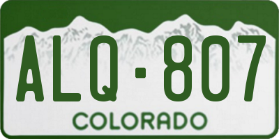 CO license plate ALQ807