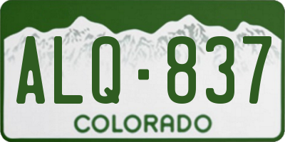 CO license plate ALQ837