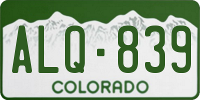 CO license plate ALQ839