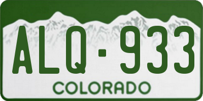 CO license plate ALQ933