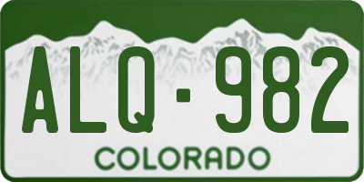 CO license plate ALQ982