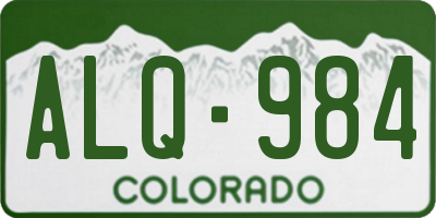 CO license plate ALQ984