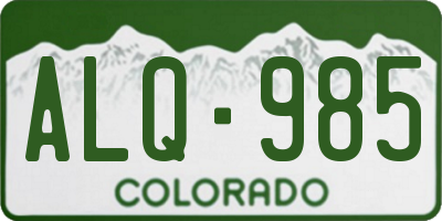 CO license plate ALQ985