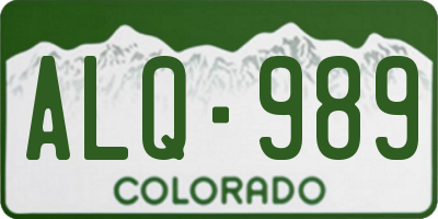 CO license plate ALQ989